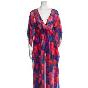 Tory Burch 100% Silk Designer Tent Dress Sheer Unique Lightweight Size M/L